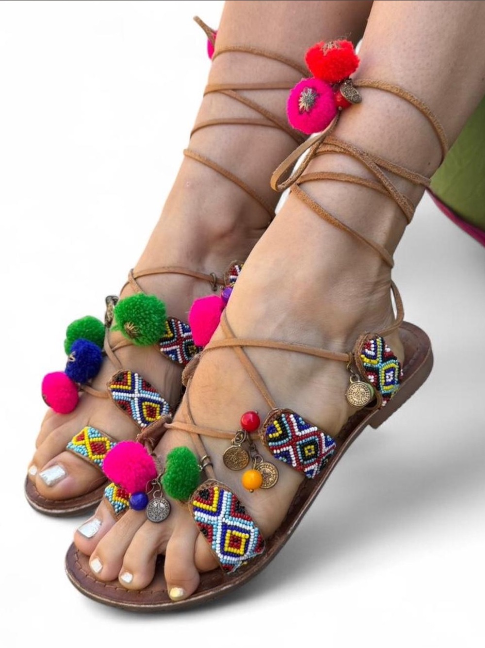 Chinese Laundry Pom Pom wrap sandals